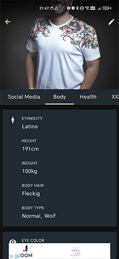 Contact detail view, 'Body' tab.